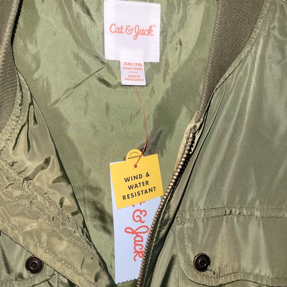 Cat & Jack Olive Utility Bomber Jacket XXL 18 NWT Unisex Kids - Picture 4 of 4